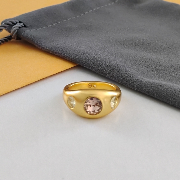 NWOT Julie Vos Elegant Gold Ring with Pink and Yellow Stones - Picture 6 of 8
